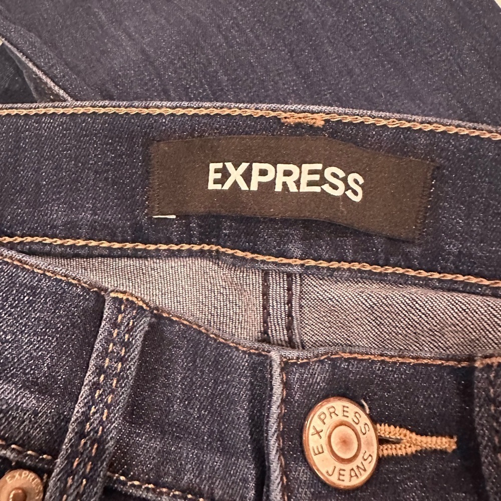 Express Dark Blue Distressed Boot cut Jeans - Picture 12 of 16